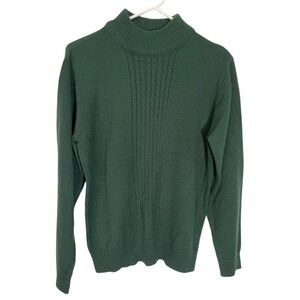 National M Dark Green Mock Neck Sweater Knit Pullover Dark Academia Preppy